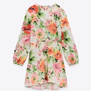 Zara Floral Print Open Back Linen Dress